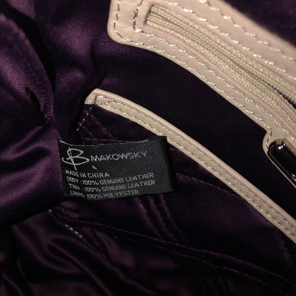 B. Makowsky Whitney Shimmer Emb Leather Satchel - Picture 5 of 6